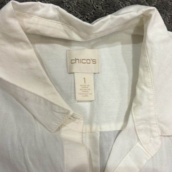 chicos white 3/4th sleeve button up - Picture 2 of 4